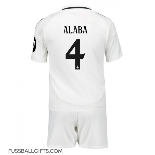 Real Madrid David Alaba #4 Fußballbekleidung Heimtrikot Kinder 2024-25 Kurzarm (+ kurze hosen)